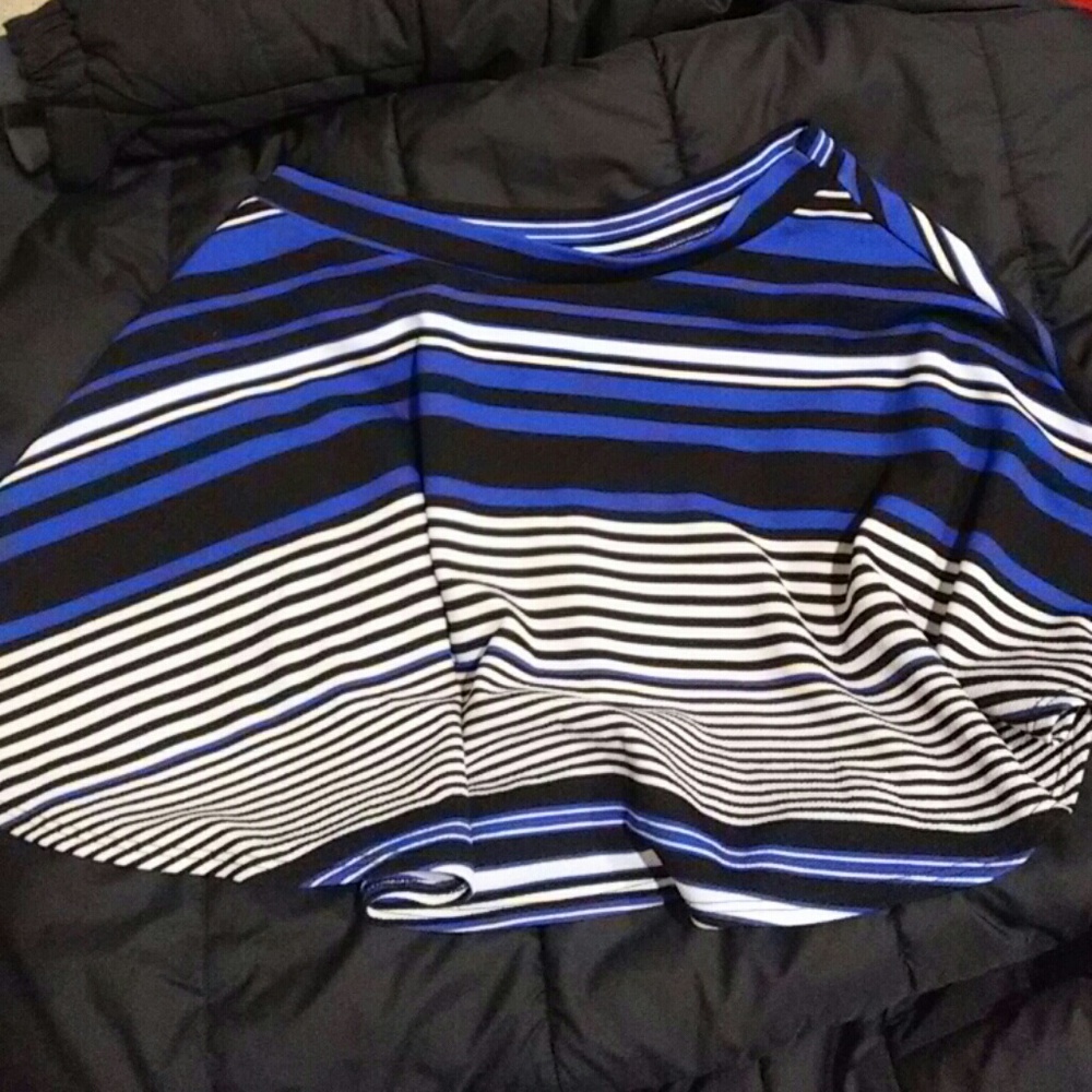 Black and blue stripped skater skirt